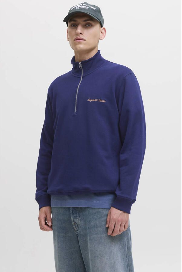 Jack & jones Sweatshirt met schipperskraag en labelstitching