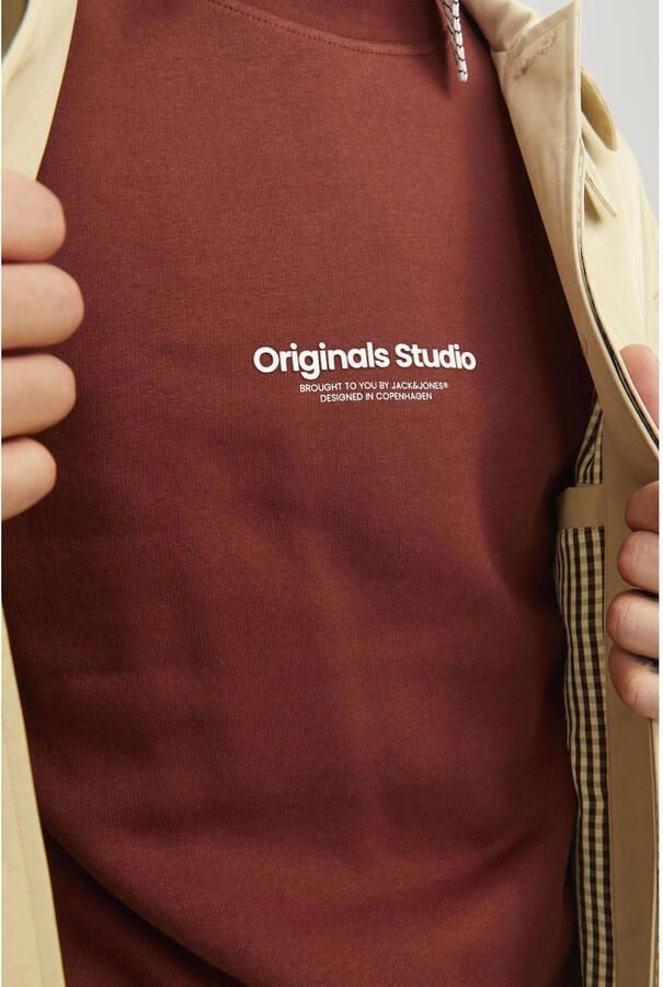 JACK & JONES ORIGINALS sweater JORVESTERBRO met printopdruk brandy brown