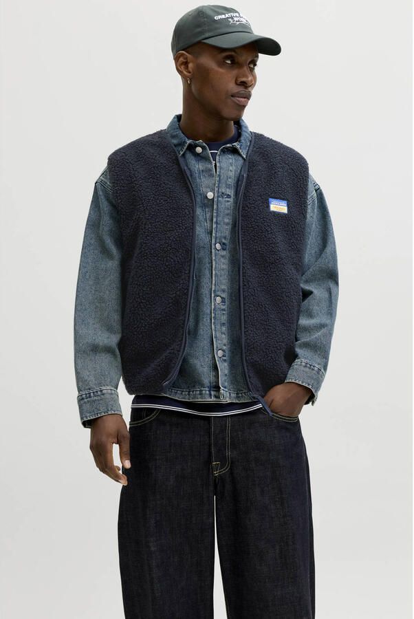 JACK & JONES ORIGINALS teddy bodywarmer donkerblauw