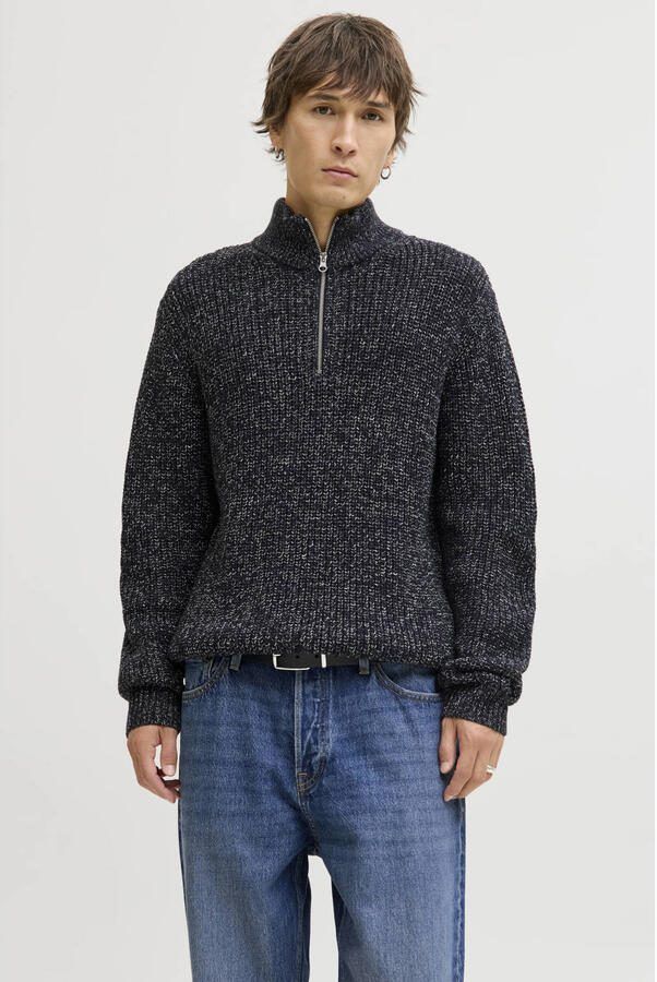 JACK & JONES ORIGINALS trui grof gebreid donkerblauw
