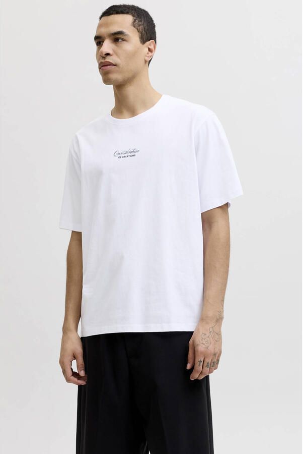 JACK & JONES oversized T-shirt met backprint wit