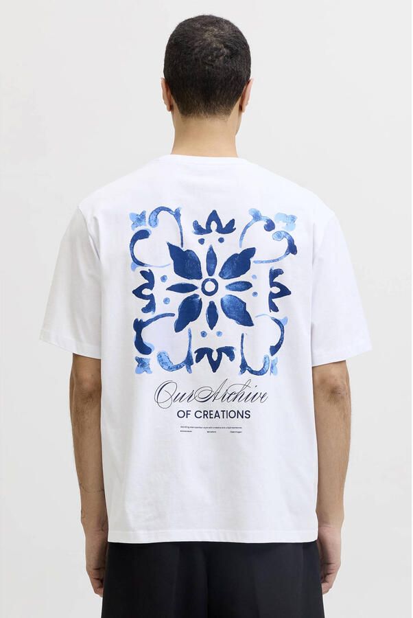 JACK & JONES oversized T-shirt met backprint wit - Foto 2