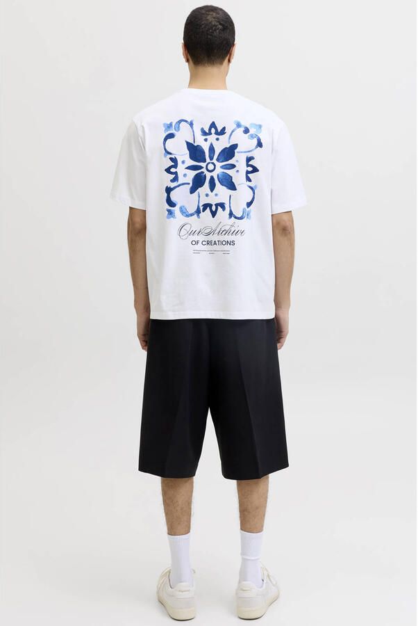 JACK & JONES oversized T-shirt met backprint wit - Foto 3