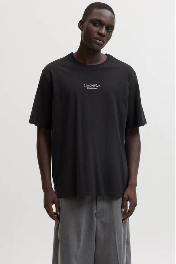 JACK & JONES oversized T-shirt met backprint zwart