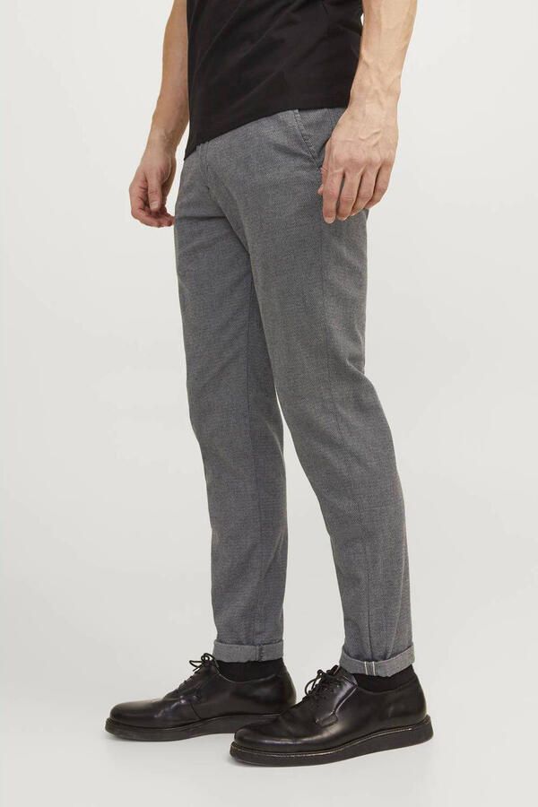 JACK & JONES PANTS STUDIO gemêleerde slim fit broek JPSTMARCO drizzle