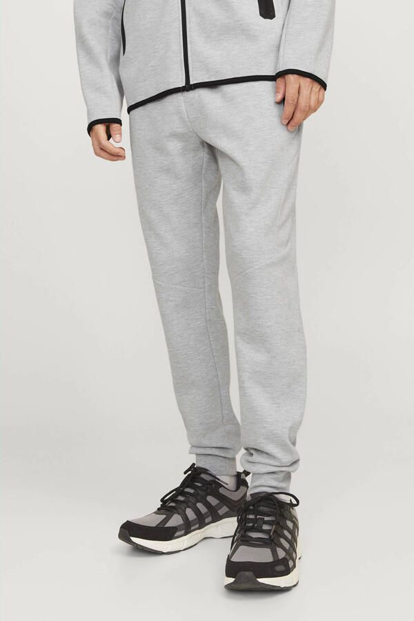 JACK & JONES PANTS STUDIO gemêleerde slim fit joggingbroek JPSTWILL light grey melange