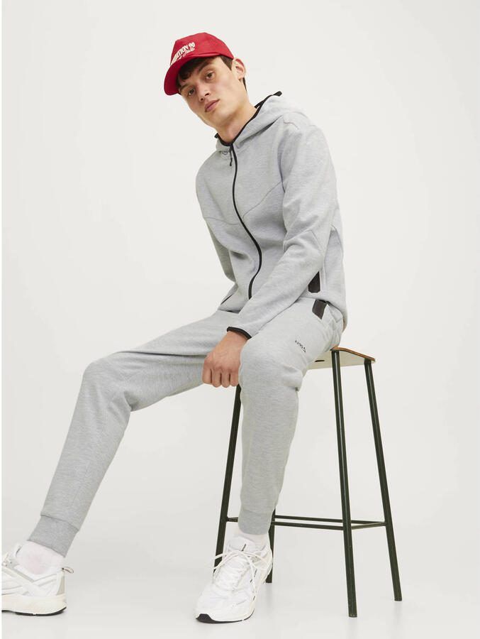 JACK & JONES PANTS STUDIO gemêleerde slim fit joggingbroek JPSTWILL light grey melange - Foto 2