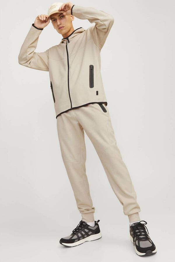 JACK & JONES PANTS STUDIO gemêleerde slim fit joggingbroek JPSTWILL moonbeam