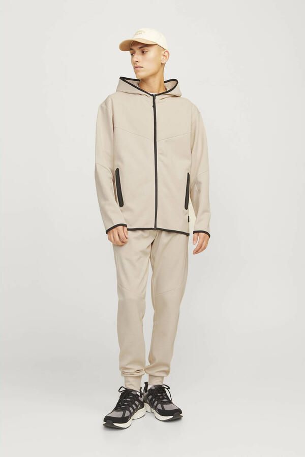 JACK & JONES PANTS STUDIO gemêleerde slim fit joggingbroek JPSTWILL moonbeam