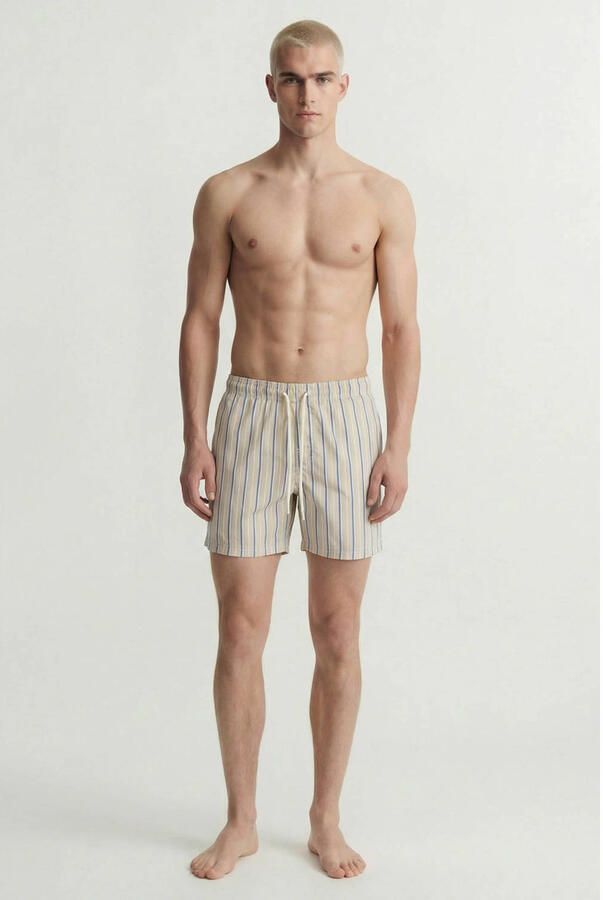 JACK & JONES PANTS STUDIO gestreepte zwemshort beige