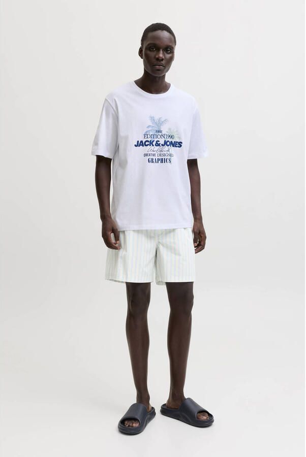 JACK & JONES PANTS STUDIO gestreepte zwemshort lichtblauw ecru