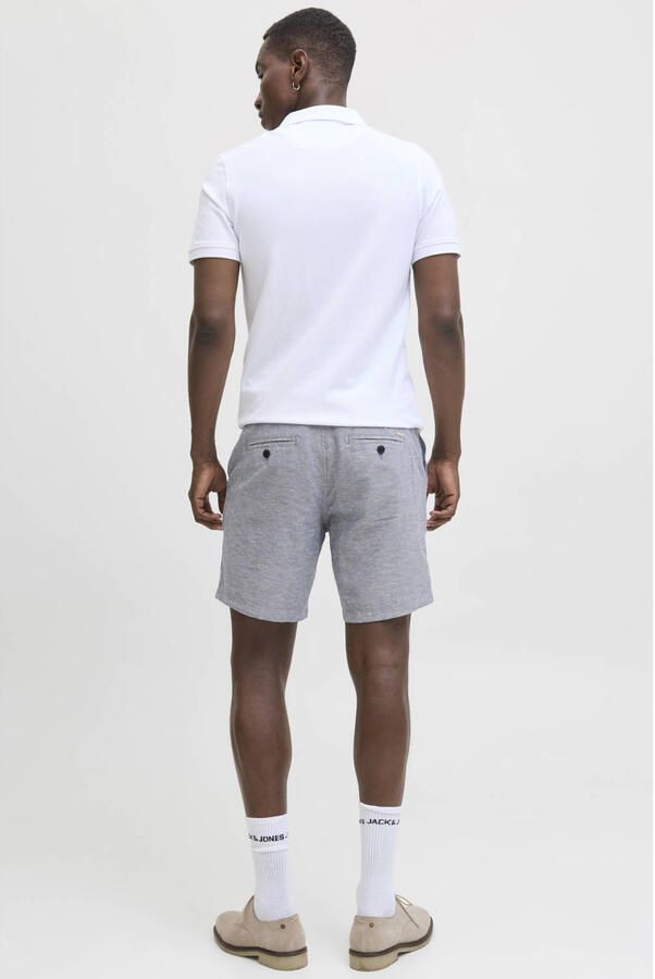 JACK & JONES PANTS STUDIO linnen regular chino short JPSTACE grijsblauw - Foto 4