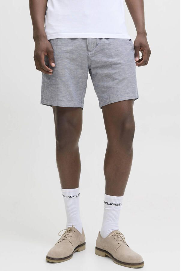 JACK & JONES PANTS STUDIO linnen regular chino short JPSTACE grijsblauw - Foto 3