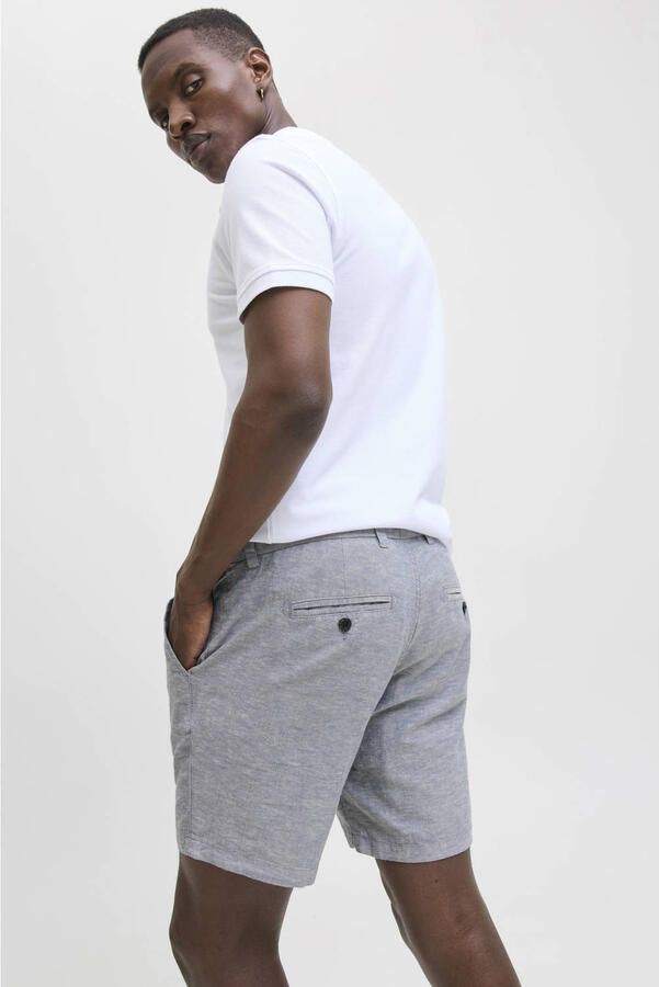 JACK & JONES PANTS STUDIO linnen regular chino short JPSTACE grijsblauw - Foto 5