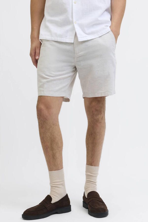 JACK & JONES PANTS STUDIO linnen regular chino short JPSTACE lichtgrijs - Foto 4
