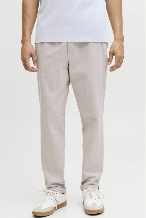 JACK & JONES PANTS STUDIO JPSTACE tapered casual broek beige