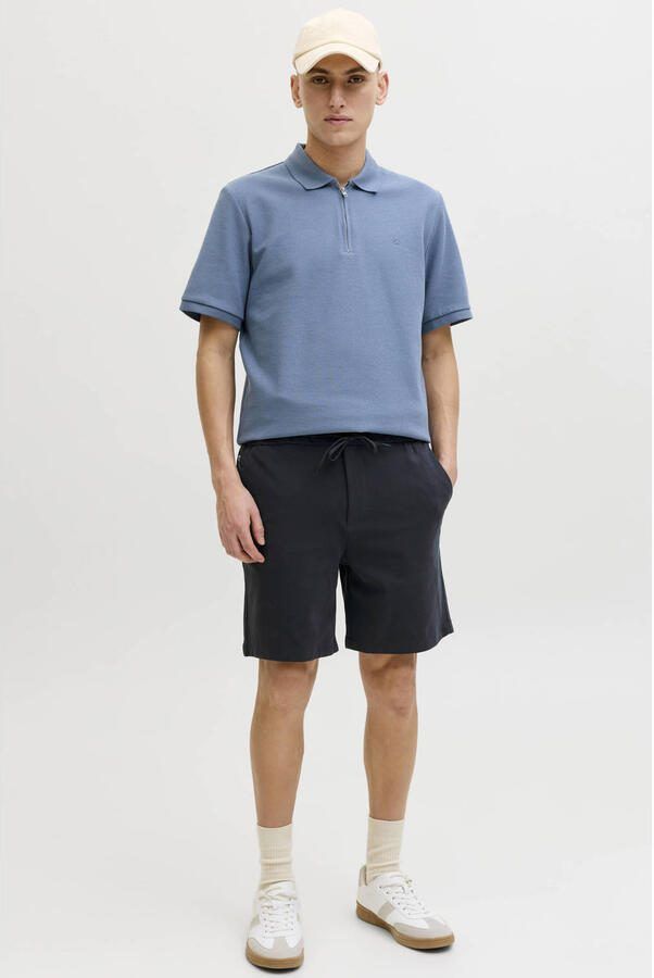JACK & JONES PANTS STUDIO JPSTACE tapered casual short donkerblauw - Foto 3