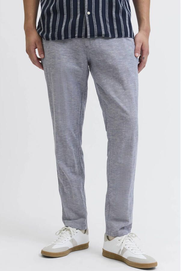 JACK & JONES PANTS STUDIO JPSTACE tapered chino met linnen blauw
