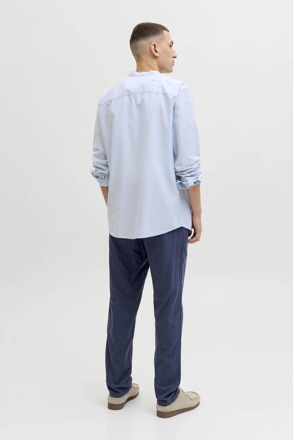 JACK & JONES PANTS STUDIO JPSTACE tapered chino met linnen donkerblauw - Foto 2