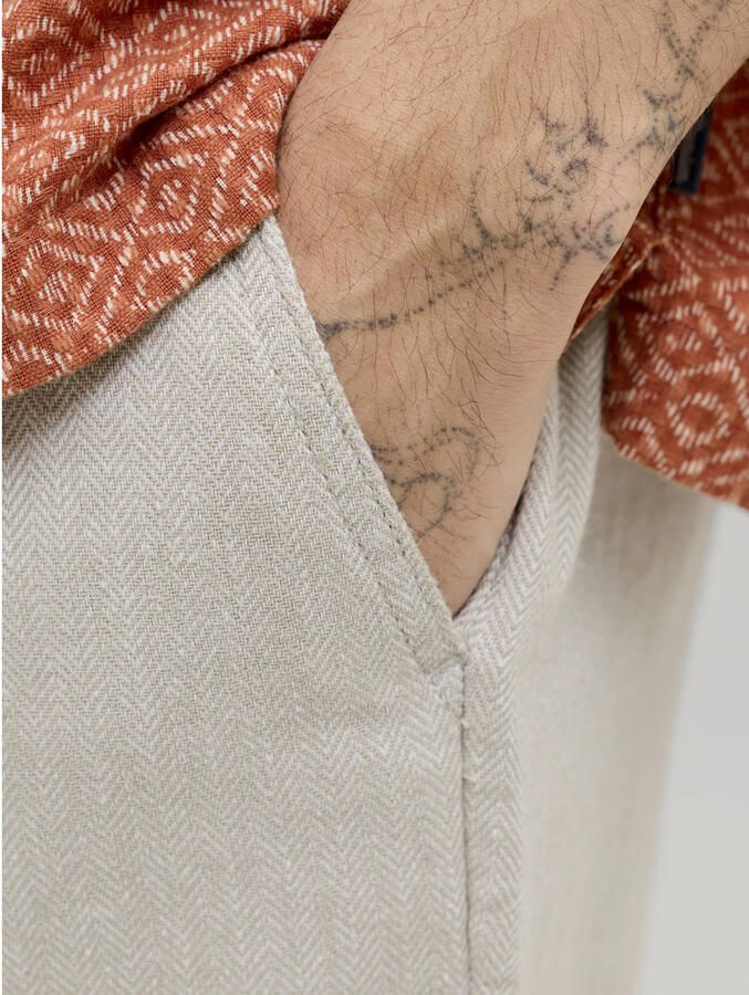 JACK & JONES PANTS STUDIO JPSTACE tapered chino short met linnen beige - Foto 3