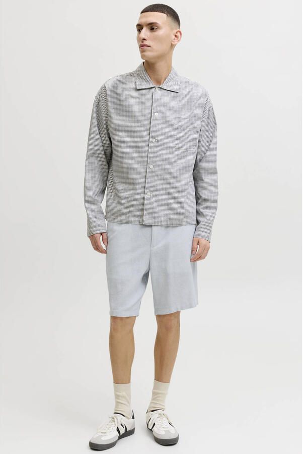 JACK & JONES PANTS STUDIO JPSTACE tapered chino short met linnen lichtblauw - Foto 2