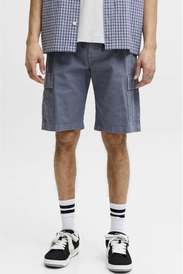 JACK & JONES PANTS STUDIO JPSTCOLE relaxed cargo short grijsblauw