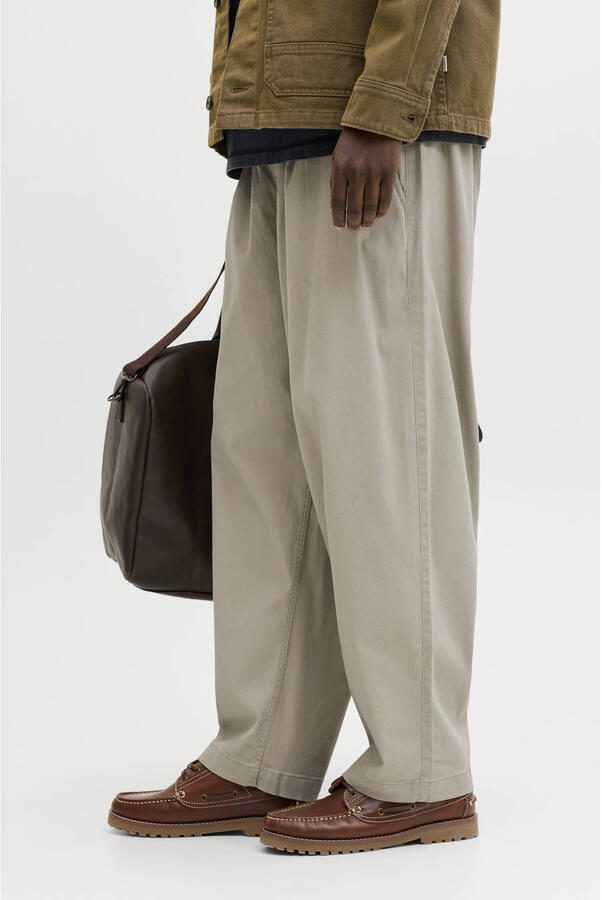 JACK & JONES PANTS STUDIO JPSTEVAN barrel casual broek beige - Foto 3