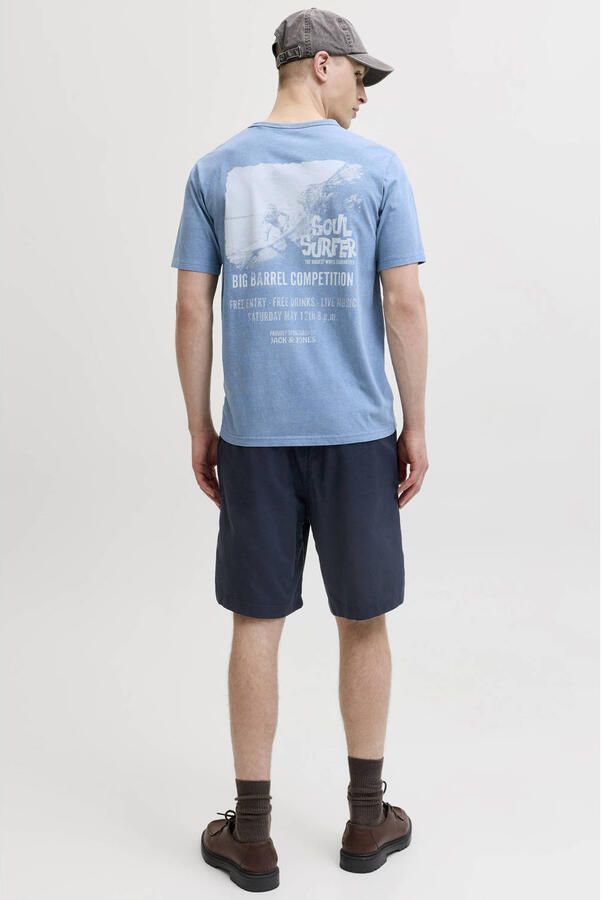 JACK & JONES PANTS STUDIO JPSTJAIDEN relaxed casual short met linnen donkerblauw - Foto 2