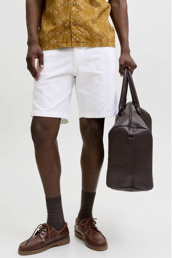 JACK & JONES PANTS STUDIO JPSTJAIDEN relaxed casual short met linnen wit