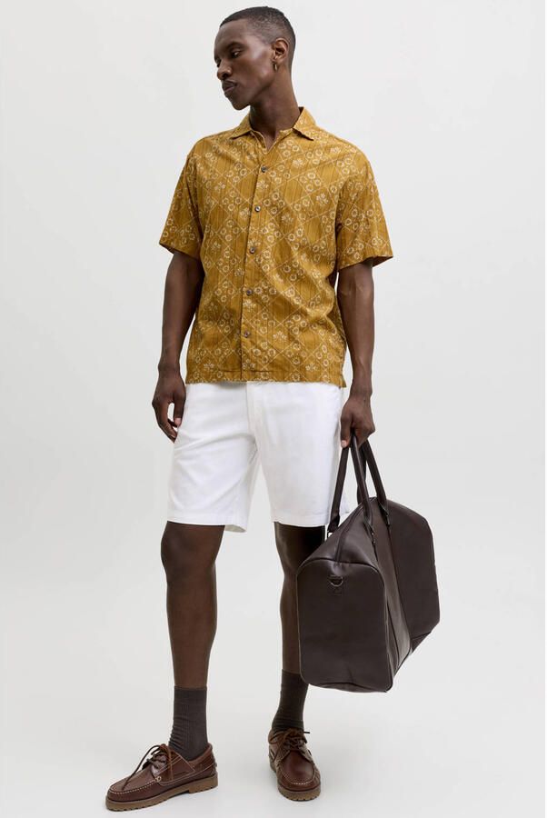 JACK & JONES PANTS STUDIO JPSTJAIDEN relaxed casual short met linnen wit - Foto 3
