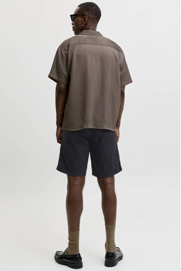 JACK & JONES PANTS STUDIO JPSTJAIDEN relaxed casual short met linnen zwart - Foto 3
