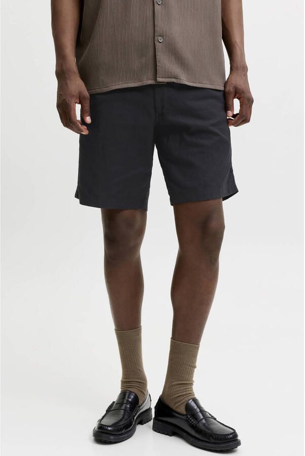 JACK & JONES PANTS STUDIO JPSTJAIDEN relaxed casual short met linnen zwart