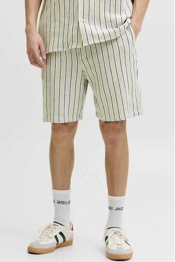 JACK & JONES PANTS STUDIO JPSTJAIDEN relaxed gestreepte casual short gebreid beige