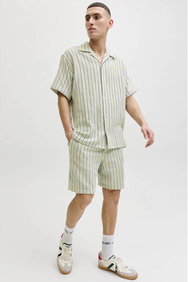 JACK & JONES PANTS STUDIO JPSTJAIDEN relaxed gestreepte casual short gebreid beige - Foto 3