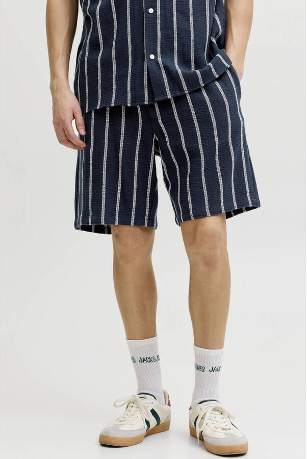 JACK & JONES PANTS STUDIO JPSTJAIDEN relaxed gestreepte casual short gebreid