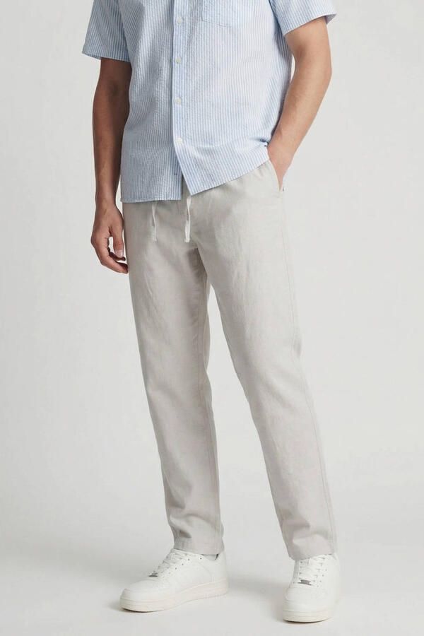 JACK & JONES PANTS STUDIO JPSTKANE relaxed casual broek met linnen beige