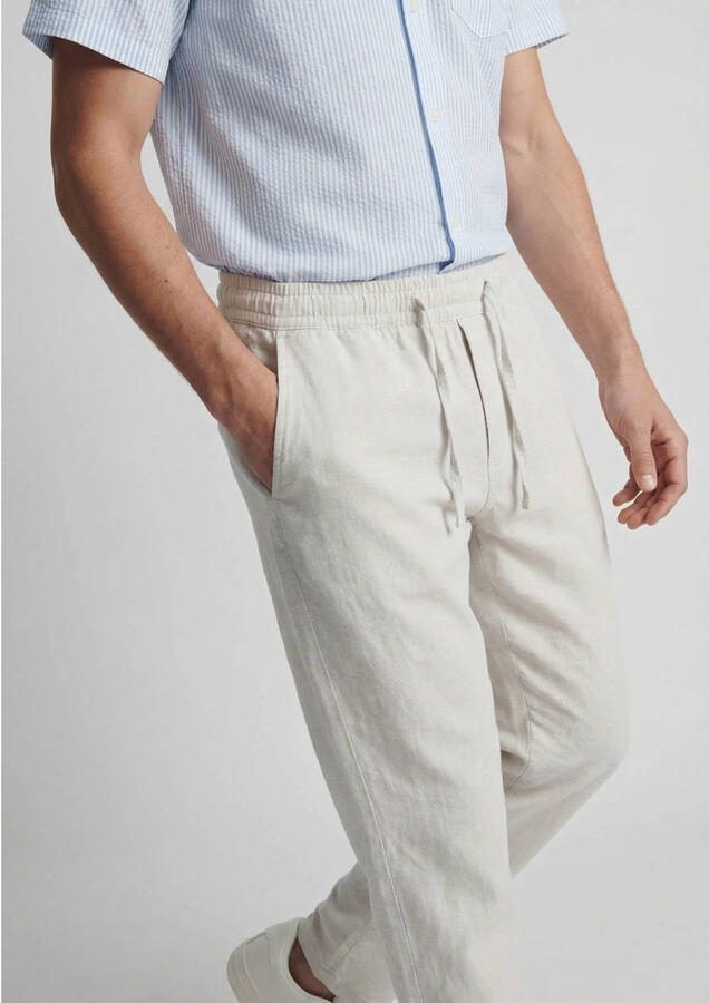 JACK & JONES PANTS STUDIO JPSTKANE relaxed casual broek met linnen beige - Foto 2
