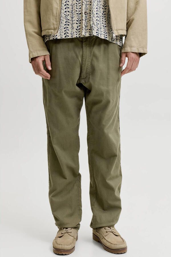JACK & JONES PANTS STUDIO JPSTKANE relaxed casual broek met linnen groen