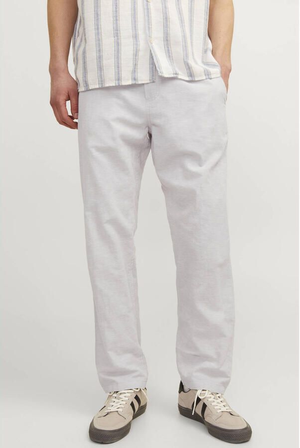 JACK & JONES PANTS STUDIO JPSTKANE relaxed casual broek met linnen lichtgrijs
