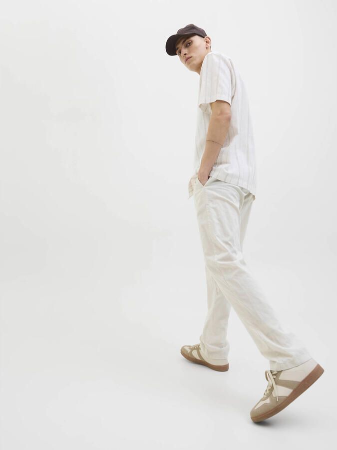 JACK & JONES PANTS STUDIO JPSTKANE relaxed casual broek met linnen lichtgrijs - Foto 3