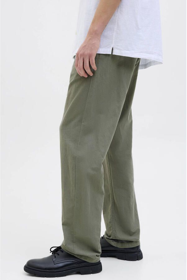 JACK & JONES PANTS STUDIO JPSTKANE relaxed casual broek met linnen olijfgroen - Foto 2