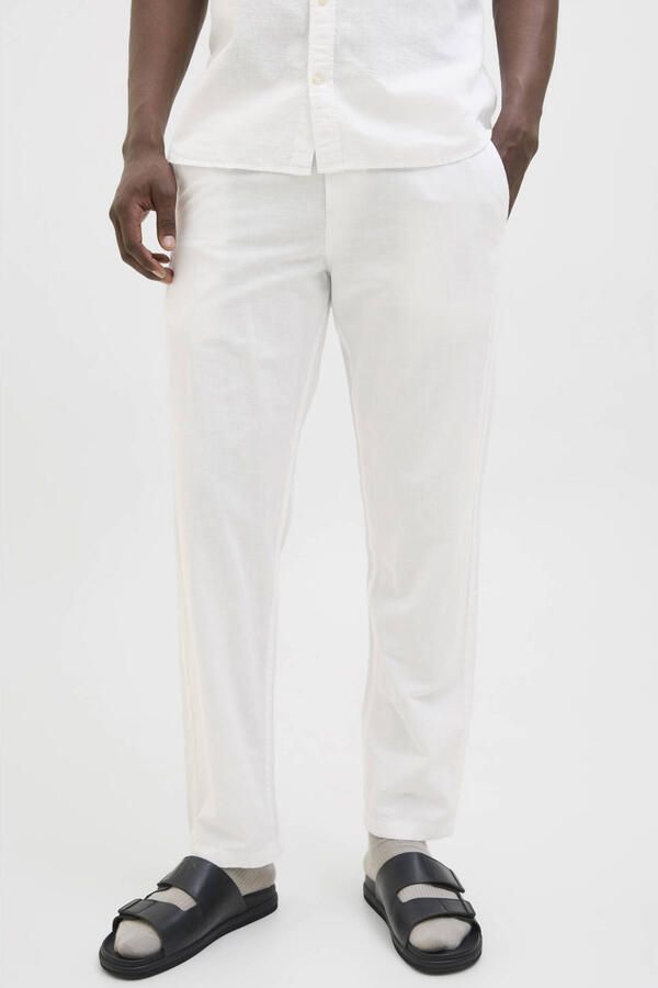 JACK & JONES PANTS STUDIO JPSTKANE relaxed casual broek met linnen wit