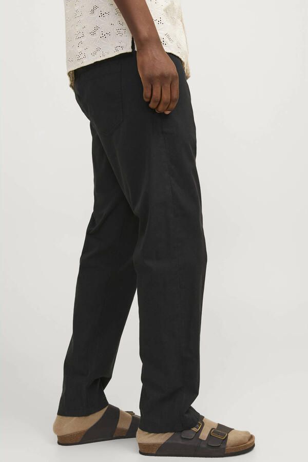 JACK & JONES PANTS STUDIO JPSTKANE relaxed casual broek met linnen zwart - Foto 2