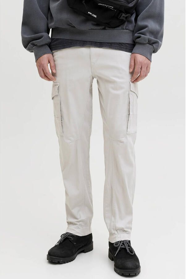 JACK & JONES PANTS STUDIO JPSTPAUL slim cargobroek lichtgrijs