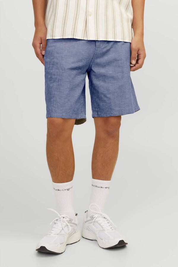 JACK & JONES PANTS STUDIO linnen regular chino short JPSTACE grijsblauw - Foto 2