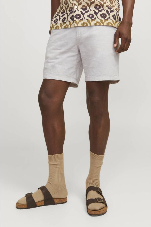 JACK & JONES PANTS STUDIO linnen regular chino short JPSTACE lichtgrijs - Foto 2