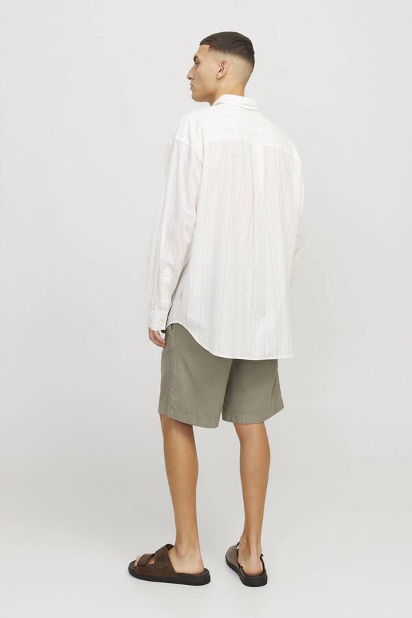 JACK & JONES PANTS STUDIO linnen relaxed casual short olijfgroen - Foto 2