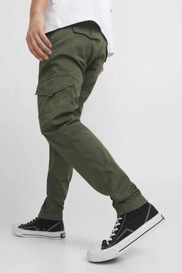 Jack & jones Groene effen broek met ritssluiting en knoopsluiting Green Heren