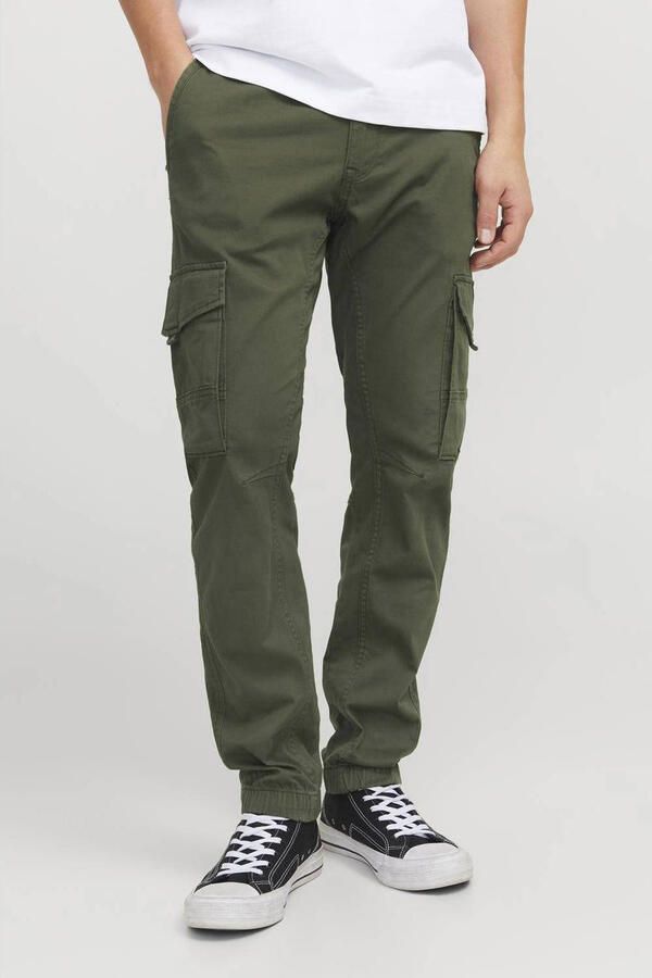 Jack & jones Groene effen broek met ritssluiting en knoopsluiting Green Heren - Foto 2