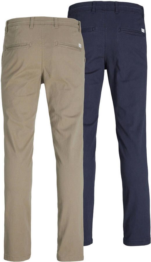 JACK & JONES PANTS STUDIO slim fit broek JJIMARCO JJDAVE beige donkerblauw (set van 2) - Foto 3